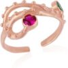 Sterling Silver Emerald and Ruby Color Jewelled Ring in Gold buy online shopping cheap sale