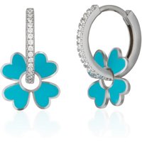 Sterling Silver Enamel Clover Earrings – Turquoise