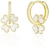 Sterling Silver Enamel Clover Earrings - White buy online shopping cheap sale