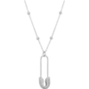 Sterling Silver Jewelled Safety Pin Necklace With Beaded Chain buy online shopping cheap sale
