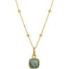 Sterling Silver Natural Square Pendant Necklace With Beaded Chain buy online shopping cheap sale