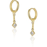Sterling Silver Rhombus Drop Hoop Earring