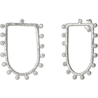 Sterling Silver Shield Crown Natural Textured Molten Earring