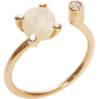 Sterling Silver Solitaire Moonstone Gold Plated Adjustable Ring