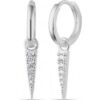 Sterling Silver Triangle Mini Pave Spike Charm Hoop Earrings buy online shopping cheap sale