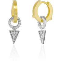 Sterling Silver Triangle Pave Hoop Earring