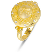 Sun Face Embossed Sterling Silver Medal Ring