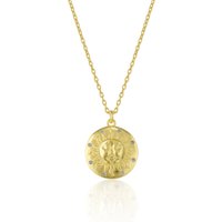 Sun Silhouette Face Embossed Sterling Silver Medal Necklace