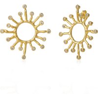 Sun Sunburst Large Textured Molten Sterling Silver Earring