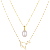 Treasures Baroque Seed Pearl and Saturn Pendant Sterling Silver Necklace Set