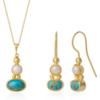 Turquoise Authentic Pendant and Earring Sterling Silver Gold Plated Set buy online shopping cheap sale