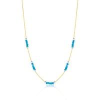 Turquoise Beaded Sterling Silver Chain Necklace in Gold