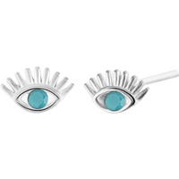 Turquoise Bleu Eye Stud Earring Sterling Silver