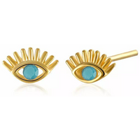 Turquoise Bleu Eye Stud Earring Sterling Silver