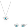 Turquoise Blue Eye Evil Eye Sterling Silver Necklace and Earring Set buy online shopping cheap sale