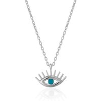 Turquoise Blue Eye Evil Eye Sterling Silver Necklace