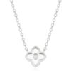 White Enamel Four Leaf Clover Necklace With Gemstone in Sterling Silver buy online shopping cheap sale