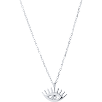 White Eye Evil Eye Sterling Silver Necklace