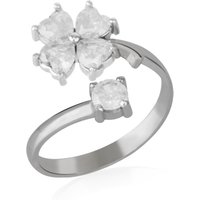 White Four Leaves Clover Luck Ring Sterling Silver