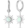 White Opal Northernstar Drop Hoop Earring Sterling Silver