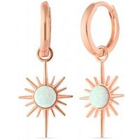 White Opal Northernstar Drop Hoop Earring Sterling Silver