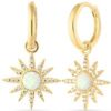 White Opal Sun Drop Hoop Earring Sterling Silver buy online shopping cheap sale