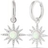 White Opal Sun Drop Hoop Earring Sterling Silver buy online shopping cheap sale