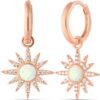 White Opal Sun Drop Hoop Earring Sterling Silver buy online shopping cheap sale