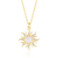 White Opal Sun & Sunburst Necklace in Sterling Silver