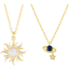 White Opal Sun & Sunburst and Saturn Necklace Layering Set in Sterling Silver buy online shopping cheap sale